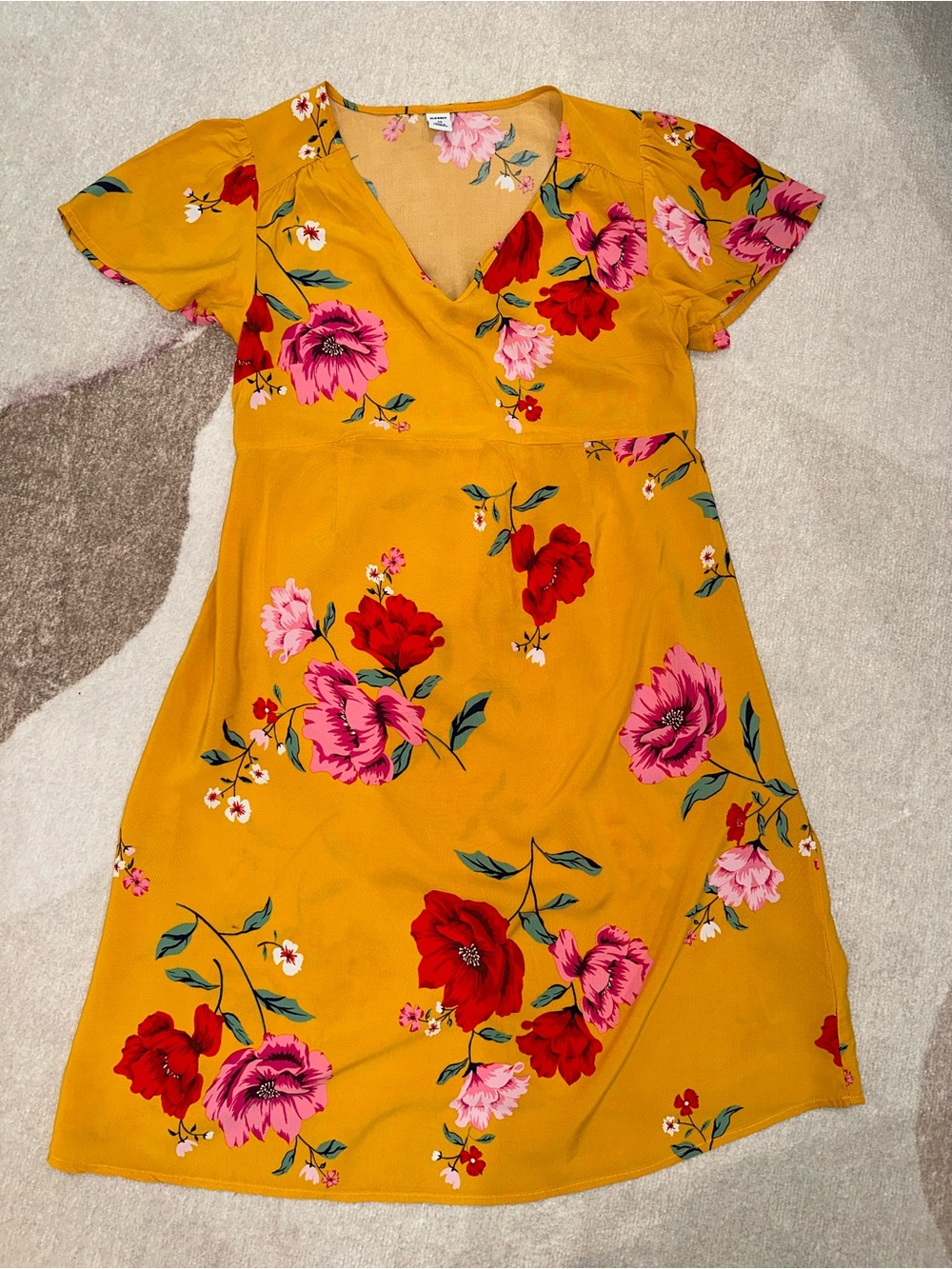 Old Navy Maternity Mustard Yellow Floral Dress